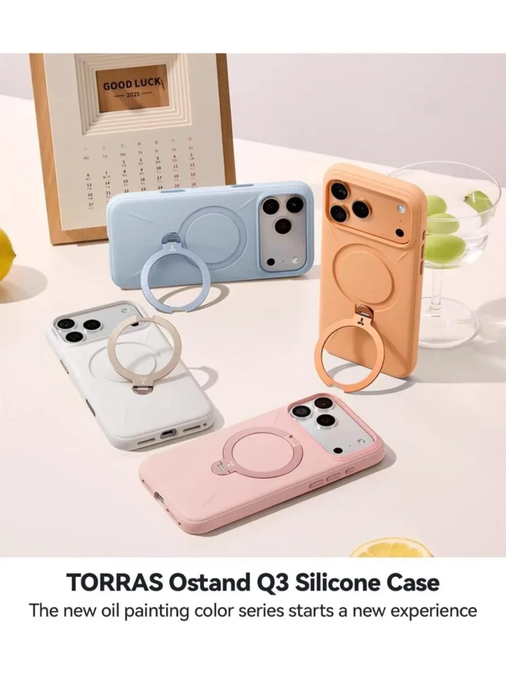 Silicone iPhone 17 Pro Max Case with Magnetic Stand - Dune Beige, Shockproof